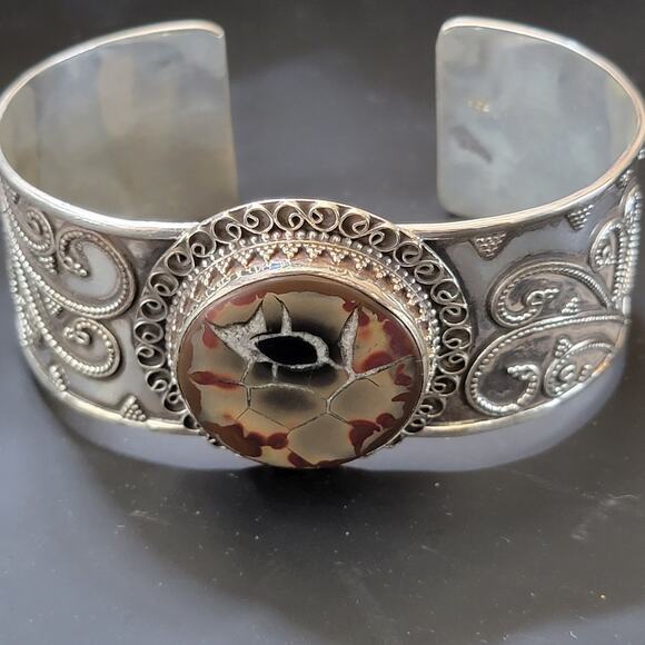 Colorful Earth Sterling Silver Polychrome Jasper Cuff Bracelet - Picture 2 of 9